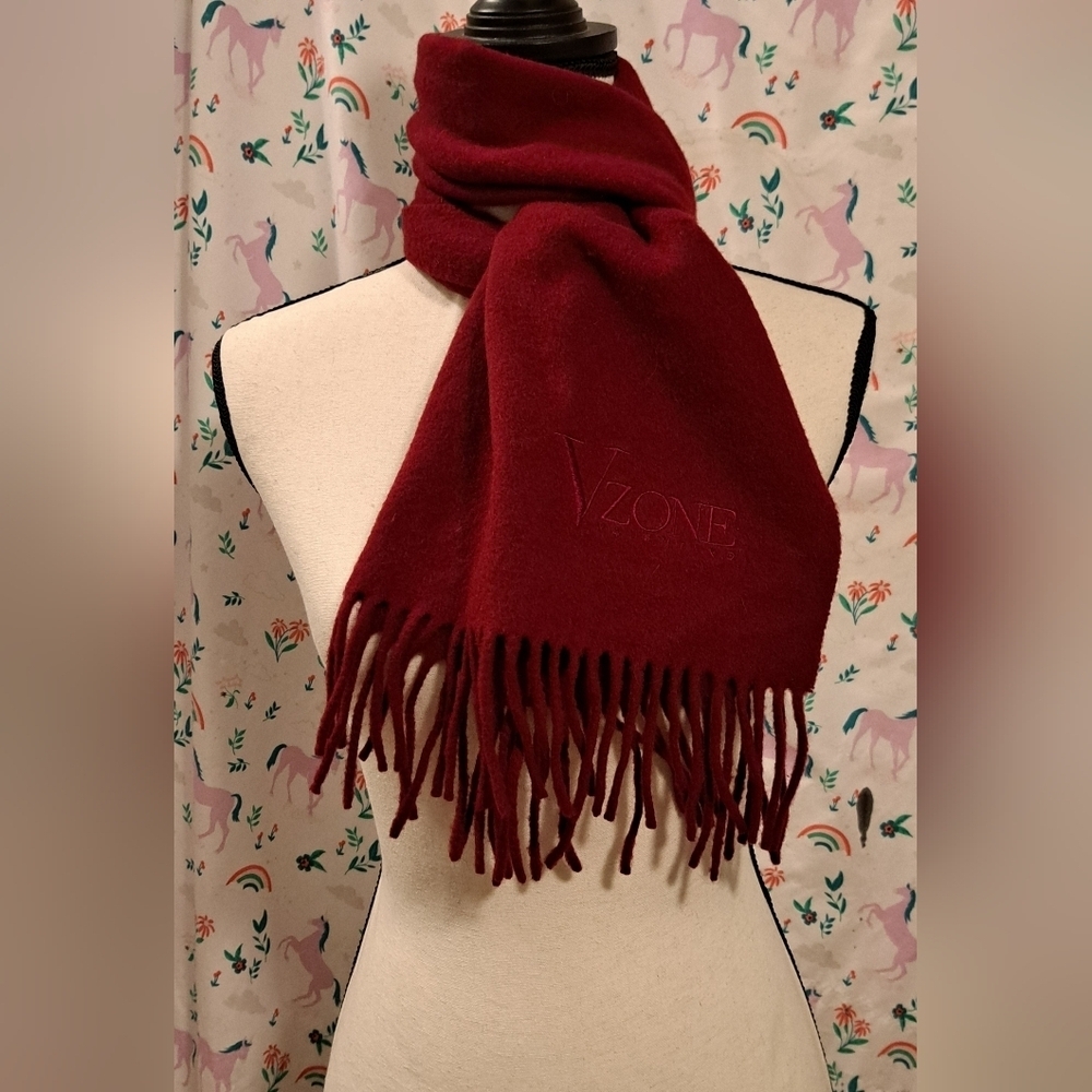 NWOT Valentino V Zone Burgundy Wool & Cashmere Casual Preppy Winter Scarf Wrap